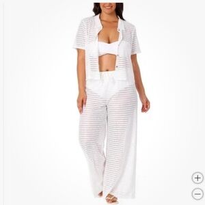 XL Hurley Women's Swim Cover Up Lightweight Crochet 2-Peice Set White NEW Beach